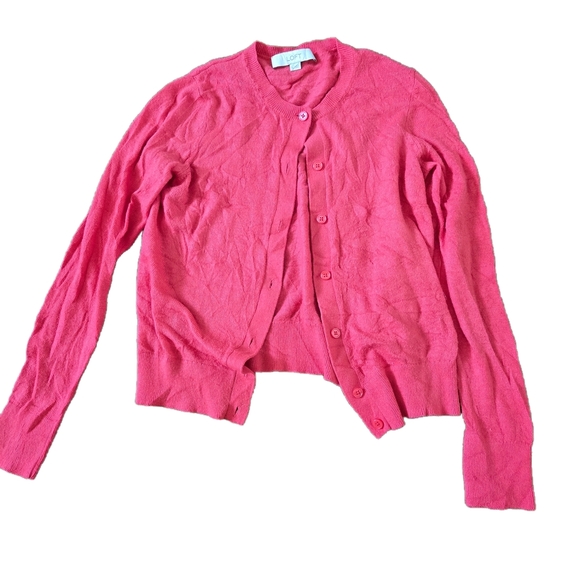 LOFT Coral Cardigan Sweater Lightweight Knit - Picture 1 of 2
